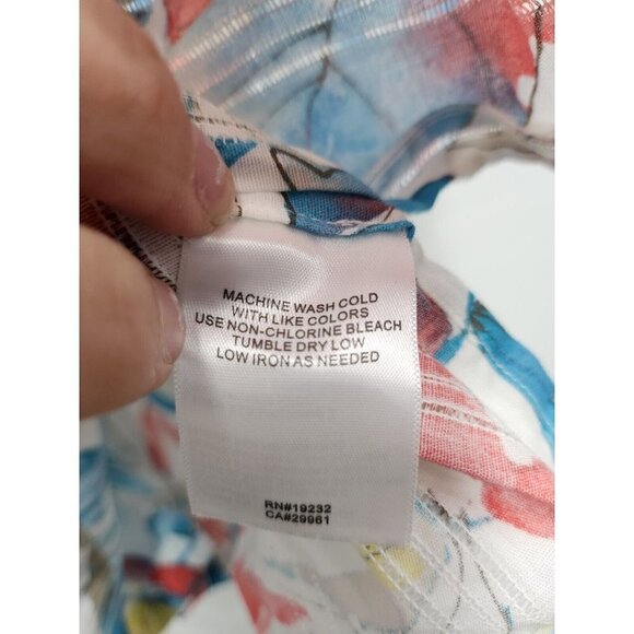 Alfred Dunner Womens Tunic Top Size 16 Multi Leaf Print Crochet 3/4 Sleeve NWT - Picture 7 of 10